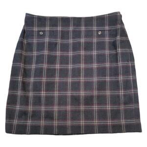 Preppy Banana Republic Gray Red Plaid Mini Skirt Size 2